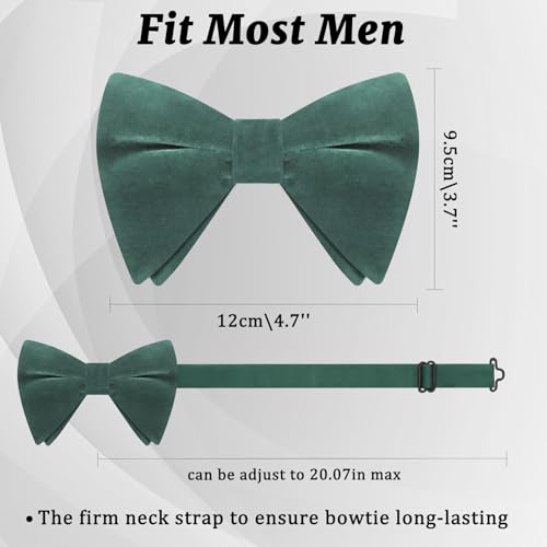 Image of Luckyvestir Velvet Bow Tie Oversized Bow Ties for Men Adjustable Black Clip on Bowtie for Tuxedo Shirt Wedding Prom