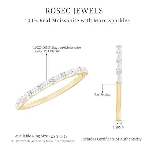 Certified Baguette Moissanite Half Eternity Ring, D-Vs1 Quality Moissanite Stackable Band (Ready to Gift) 6
