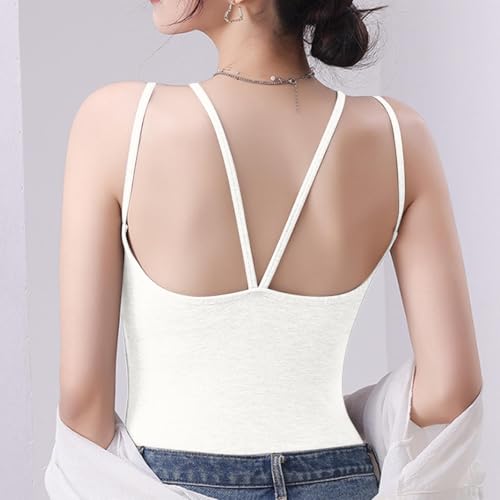 Generisch Camiseta interior para mujer, tirantes delgados ajustables, para fitness, capa básica Primark Shop Online, Blanco, M
