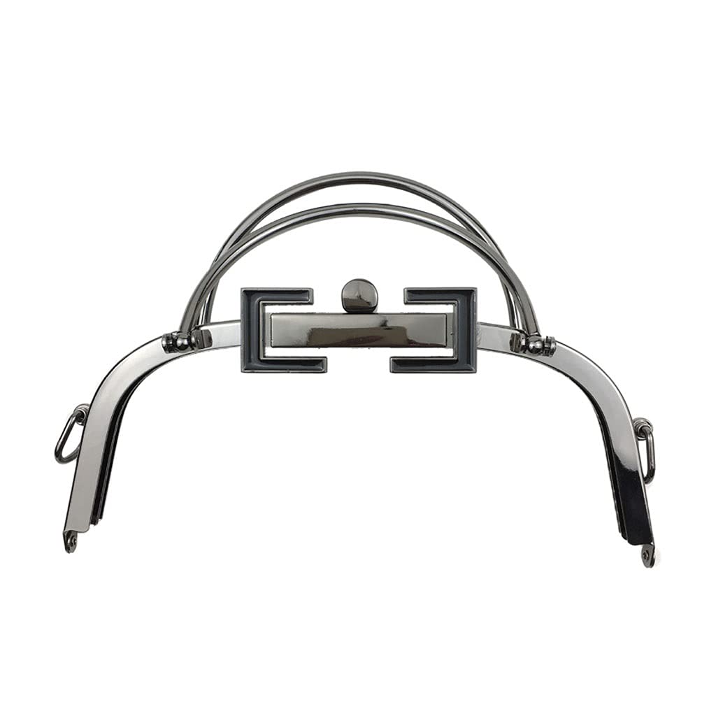 TWDYC DIY Metal Bag Frame Clasp 20.5cm Double Handle Square Ring 8 Inch Purse Frame Craft Clasp Gold Black Bag Accessories (Color : Black)