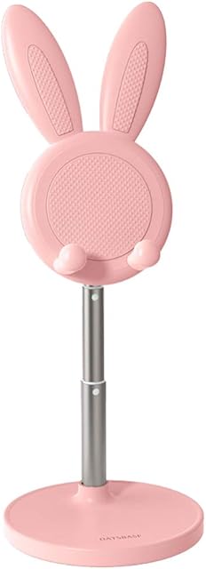 Hemobllo Rabbit Phone Holder- Bunny Phone Stand Adjustable Mobile Phone Rack Tablet Stand Desktop Phone Holder Phone Support (Pink)