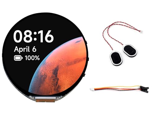 Waveshare ESP32-S3 1.85inch Round Display Development Board,360×360 Pixels 262K Color LCD Display with ESP32-S3,Supports WiFi & Bluetooth,32-Bit LX7 Dual-Core Processor