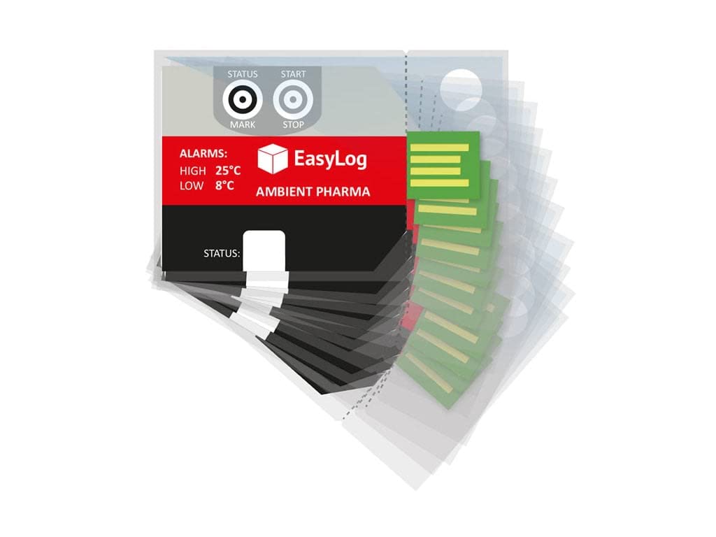 Lascar EL-PDF-1-004 PK10 EasyLog Ambient Pharma Goods Data Logger with Alarms, 8°C / 25°C Low/High Alarm, IP67 Rating, Pack of 10