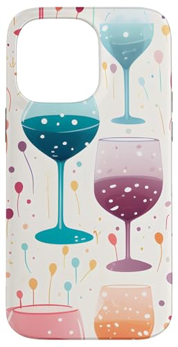 Fun Happy Wine Glasses with Confetti Design Case for iPhone 14 Pro Max