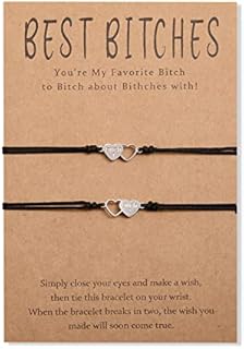 CheersLife 2/3 Best Bitches Bracelets Best Friend Friendship Long Distance Matching Rationship Bracelet Wish String Funny Jewelry Birthday Party Gift Set for Women Girls Sisters Teen