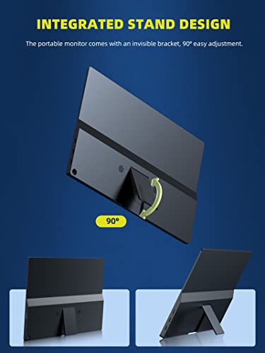 Image of Portable Monitor 1080P, FHD 14 inch IPS Monitors Screen with Type-C /USB C /HDMI, Dual Built-in Speaker, Eye Care Gaming Portable Monitor Second Screen for Laptop /PC /Mac /Phone /Computer