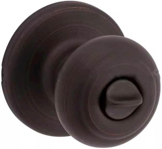 Kwikset Cove Interior Privacy Door Knob with Lock, Door Handle For Bathroom and Bedroom, Venetian Bronze Keyless Turn Lock Doorknob