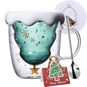 Arawat Weihnachtstasse Nikolausgeschenke Weihnachten Geschenk Nikolaus Tasse Kleine Weihnachtsgeschenke für Frauen Männer Mitarbeiter Kollegen Doppelwandige Gläser Weihnachten Becher Freundin
