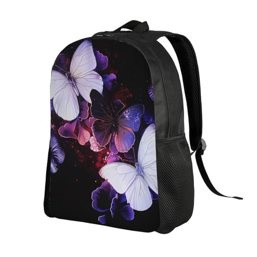 Sac à dos ordinateur 15 pouces noir avec imprimé papillons - 2