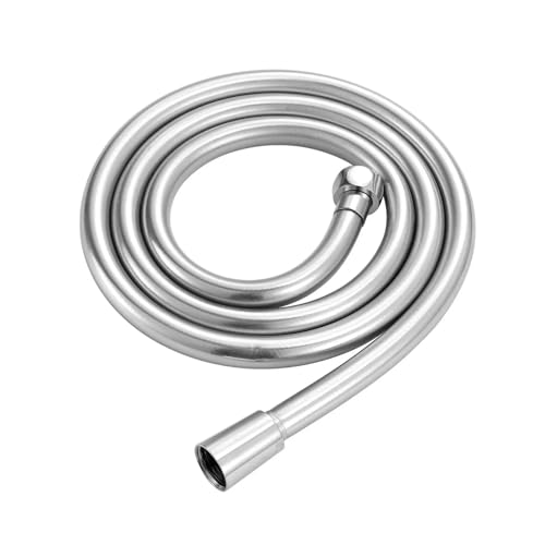 Manguera Ducha Flexo Manguera de ducha negra, montaje baño, tubo suave PVC, tubería agua 1,5 metros(Silver)