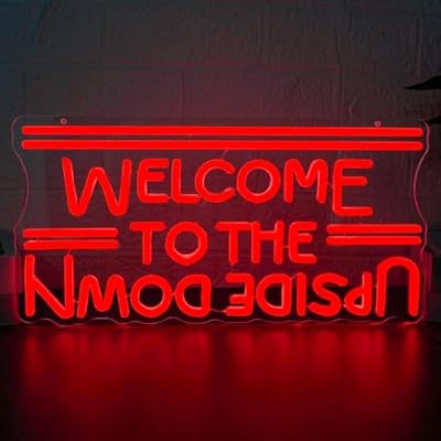 Letrero de neón regulable con texto en inglés "Welcome To The Upside Down" para decoración de pared, letrero LED alimentado por USB para dormitorio, sala de juegos, cueva de hombre, gran regalo para | Ya disponible en tu tienda friki favorita! En mundofriki.es!
