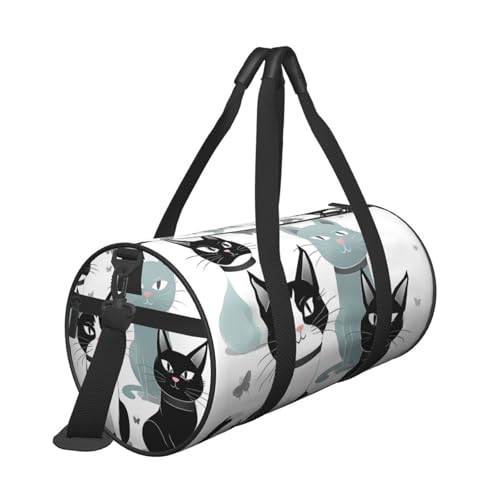 Travel Bag For Women,Black And White Cats Print Personal Item Duffle Bags,Weekend Travel Duffel Tote Bag,Travel Sport Gym Bag For Men,Airplane Travel Essentials For Flying3