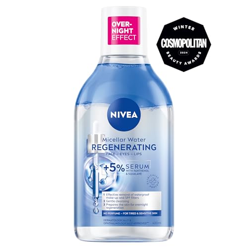 NIVEA Regenerating Serum Infused Micellar Water (400ml), Micellar Cleansing Water with Amino Acid, 5% Panthenol and Squalane, Gentle Waterproof Makeup Remover
