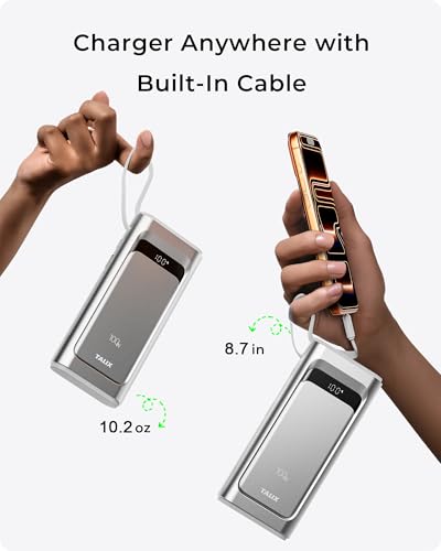 10000mAh TALIX 100W Portable Charger Power Bank w/ Built-In USB-C Cable - image 5