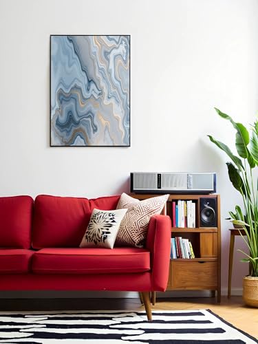 Póster de mármol abstracto de 60x80cm en azul grisáceo sin marco para decoración de salón 3