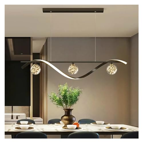 Lampe à suspension LED minimaliste noire réglable pour salle à manger