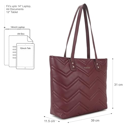 Image of Fastrack Laptop Tote for Girls | Faux-Leather Women's Handbags | Laptop Compatible upto 15 inch| Ladies Purse Handbag | Laptop Tote for Casual Carry