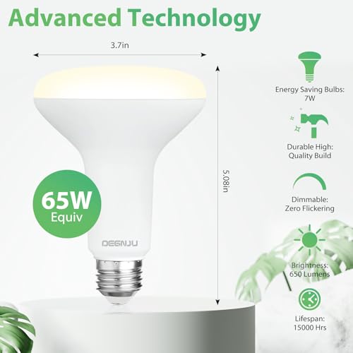 DEGNJU 8 Pack BR30 LED Bulb, Dimmable Indoor Flood Lights 7W Equivalent 65W 3000K Warm White, CRI80, 650 LM, E26 Base, 15000 Lifetime Hours, Interior Energy Saving Recessed Light Bulb, Flicker-Free by DEGNJU - Image 8