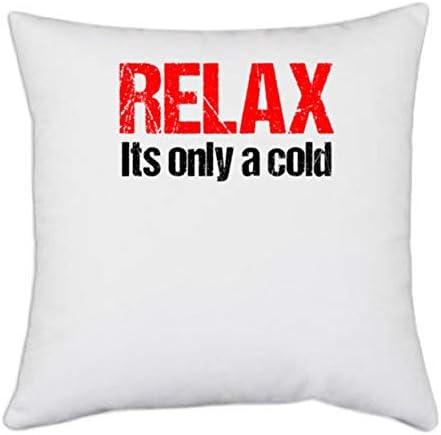 UDNAG White Polyester 'Corona | Relax its anly a Cold' Pillow Cover [16 Inch X 16 Inch]