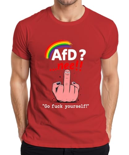 Image of AFD? ...nee!! Rainbow Statement Men's T-Shirt, red, M