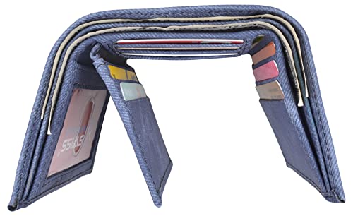Vegan Leather Trifold Wallets For Men - Cruelty Free Non Leather Mens Wallet With 2 ID Windows (Jean)3
