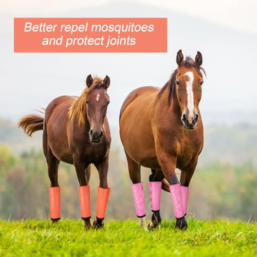 Image of Set of 8 Mesh Fly Boots for Horse Breathable Mesh Horse Boots Protective Loose Wraps Adjustable for Preventing Legs Reduces Flies and Mosquitoes Bites(Orange, Pink,M)