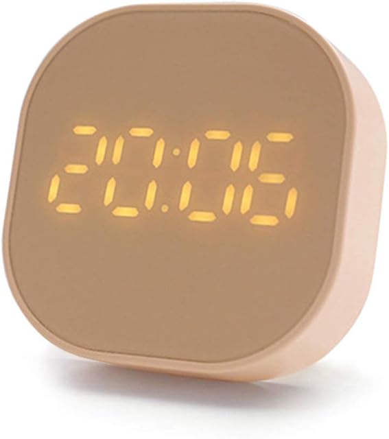 Small Cube Digital Loud Alarm Clock Bedside Non Ticking, Countdown Function Kitchen Timer Magnetic, 2 Alarm Setting, USB/Battery Powered, Smart Screen Wake Up, 12/24H,/, Home Office Travel (Pink)