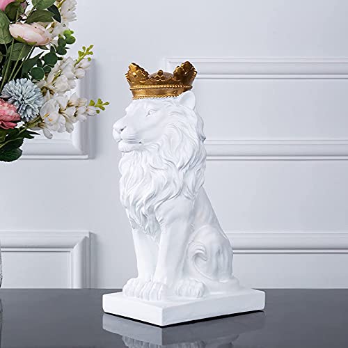 Cuzokola 15" H Big Black Lion Figurine Desk Office Decor For Men With Nordic Lion Head Statue With Crown Decoration And Animal Crown Queen Resin Sculptures Home Decor #TOP2