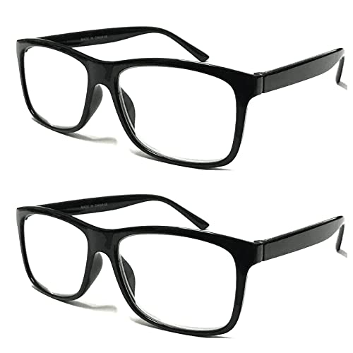 TWINKLE TWINKLE Big Lens Simple Plain Colourful Reading Glasses/Comfort Designed R140 (2 Pairs Black, 4.00 Magnification)