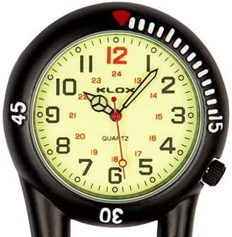 Black Clip on Carabiner FOB Watch with Luminous Face Ideal for Doctors Nurses Paramedics Chefs