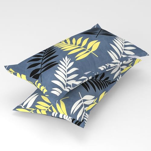 Image of HOMEKART 3D Printed 144 Tc Microfiber Double Bedsheet with 2 King Size Pillow Covers Breathable | Wrinklfree | Summer | Topsheet (Grey & Yellow Cricle Print, 90 x 90 Inches)