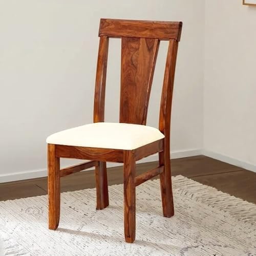 Image of Royaloak Terence Wooden Dining Chair | Sheesham Wood | Cushioned Seating| Solid Wooden Legs | Modern Design |Comfortable Backrest| Compact Size
