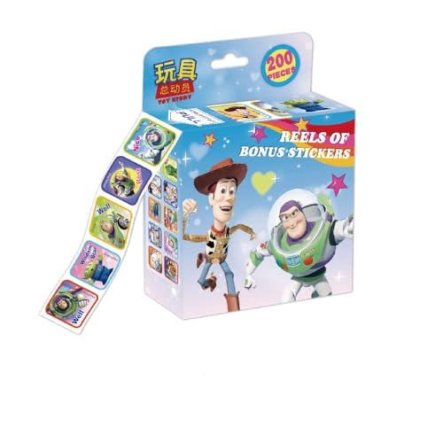 FEIFEI'S BOW 200pcs Kids Toddlers Princess Elsa Mickey Mouse Dinosaur Stickers Party Bag Fillers Boys Girls Teachers as Reward Craft Scrapbooking in Box Gift Set (Toy Story)