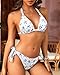 Women Halter Bikini Set - Two Piece Triangle Swimsuit Tie Bathing Suit 2025 Cute Swimwear White Floral Large