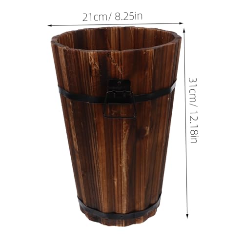 Bote de basura pequeño de madera para decoración rústica de baño 2