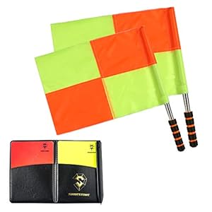 Shinestone Soccer Referee Flag Sports Match Football Linesman Flags with Case Referee Equipment-2 Designs（01）