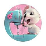 Reloj de pared redondo con diseño de ratón blanco con impresión de máquina de coser, aula