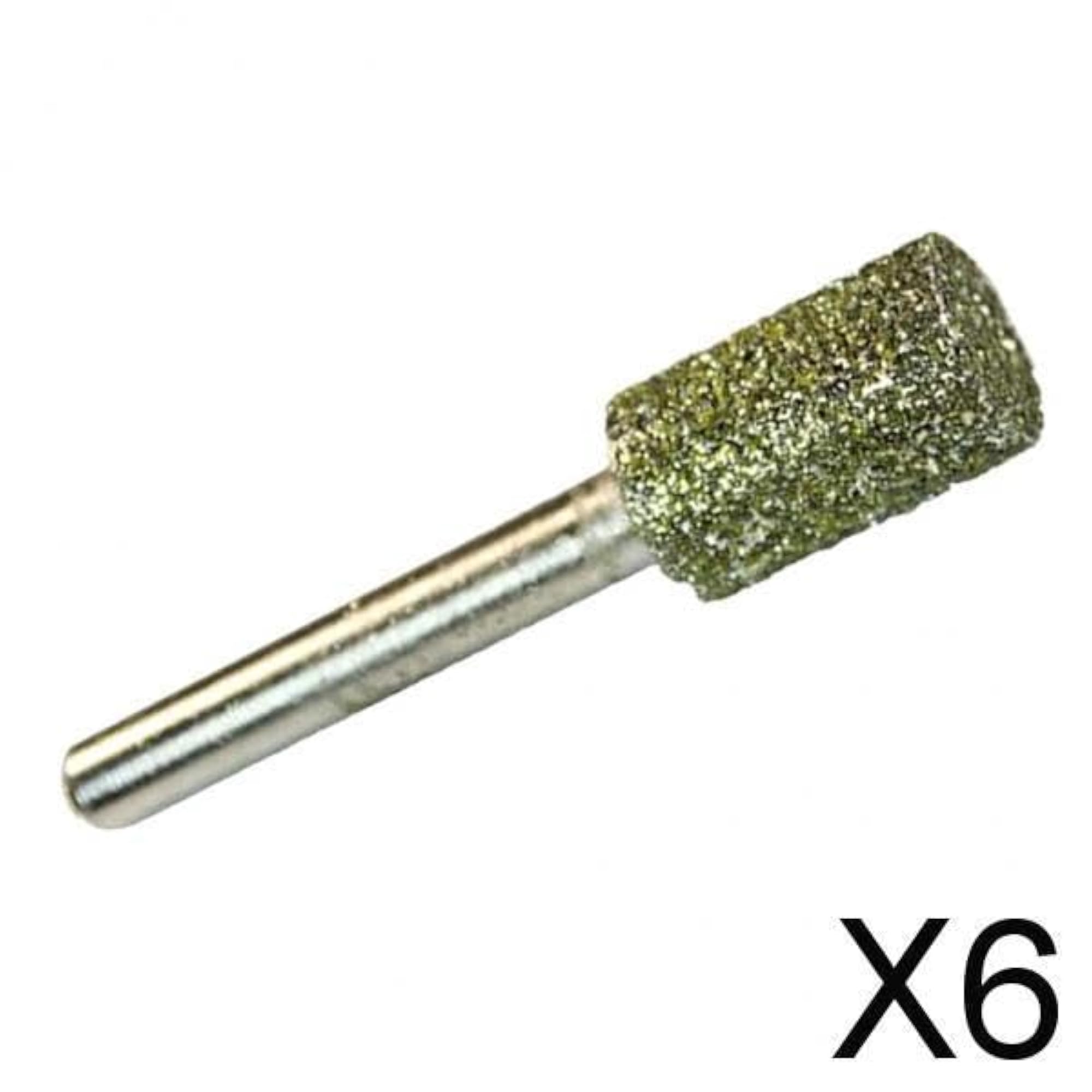 6xDiamond Coated Head Mounted Points Abrasive Cylinder Grinding Bit