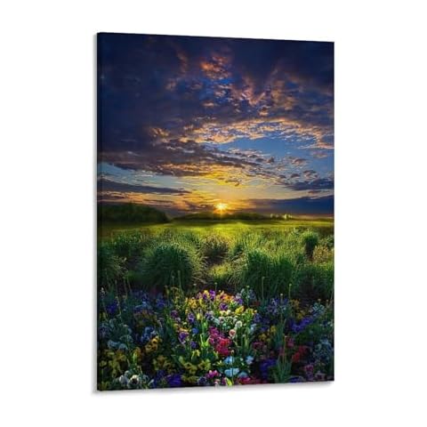 amhello Flowers That Bloom in The Morning Canvas Poster Wall Art Decor Print Picture Paintings for Living Room Bedroom Decoration 24x36inch(60x90cm) Cover
