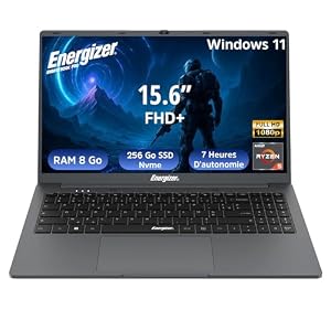 Energizer EnergyBook Pro Laptop 15,6 Zoll FHD IPS - AMD Ryzen 5 3500U 3,7 GHz, 16 GB DDR4 RAM, 512 GB SSD NVMe, AMD Radeon Vega 8, Windows 11, 6000 mAh Akku, QWERTY Tastatur