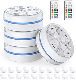 Submersible LED Lights with RF RemoteControl, Multicolor Underwater Pond Light with RGB 13-LEDbeads with MagneticSuction Cups for Hot Tub, Swimming Pool, SPA, Vase Base, Fish Tank (4 Pack)