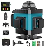 Nivel Laser Autonivelante 360 Grados, Nivel Láser Verde 16 Líneas, 2 x 360 Horizontal y 2 x 360 Verticales, 2 x Batería, Montaje en Pared, Control Remoto, Base Magnética, Soporte Giratorio