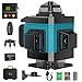 Nivel Laser Autonivelante 360 Grados, Nivel Láser Verde 16 Líneas, 2 x 360 Horizontal y 2 x 360 Verticales, 2 x Batería, Montaje en Pared, Control Remoto, Base Magnética, Soporte Giratorio