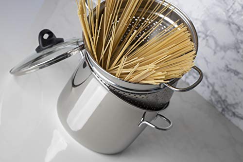Foto von Barazzoni 419048022 Pasta-Topf, Kochen und Zusehen, Spaghetti-Topf, Deckel mit Korb, Made in Italy, Glas Edelstahl 18/10, 6 Liter