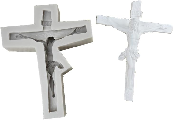 Jesus Crucifixion Silicone Mold, 3D Cross Candle Mold for Easter, Religious DIY Resin Mold for Home Altar Decor22