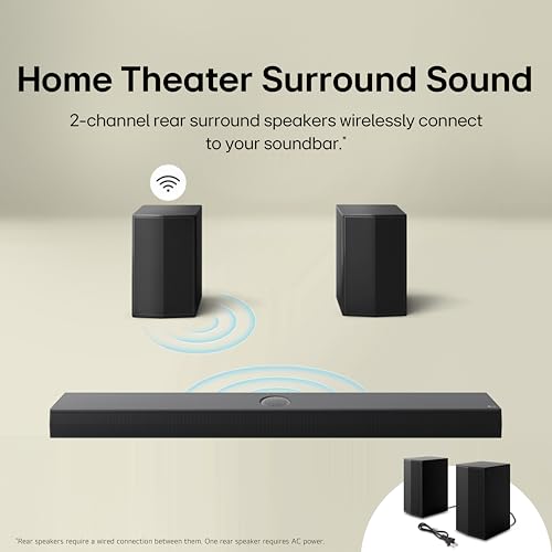 LG S40TR 4.1 ch. Home Theater Soundbar with Rear Surround Speakers and Wireless Subwoofer, Wow Interface, Dolby Audio, AI Sound Pro, Amazon Exclusive - Black - image 7