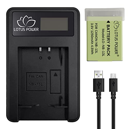 Reemplazo de Paquete de Batería NB-13L 1250mAh con Cargador, Batería NB13L y Cargador para Canon G7X Mark III / G7X Mark II / G7X / G5X / G9X / SX720 HS / SX620 HS (1 Cargador y 1 Batería)