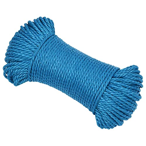 Rantry Work Rope Blue 6 mm 50 m Polypropylene, Multipurpose Utility Rope Hanging Cord, Durable Braid Nylon Cord Tarp Rope for DIY, Gardening Design, Decoration Ropes & Hardware Cable