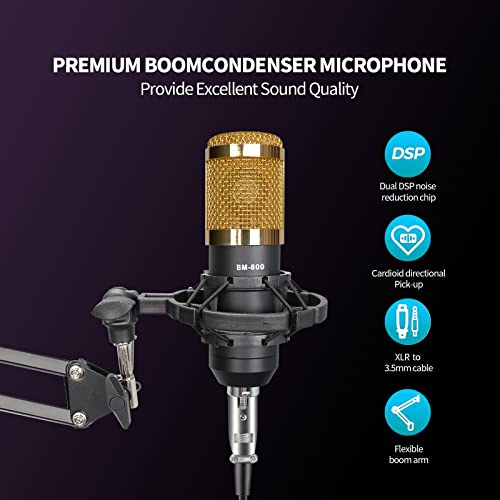 Micyusheng F888 Multipurpose Condenser Microphones,Bm-800 Condenser Mic With Live Sound Card Kit,Podcast Equipment ,Bundle With Voice Changer&Mixer Functions For Pc Smartphone Studio Recording And Broadcasting thumb #1