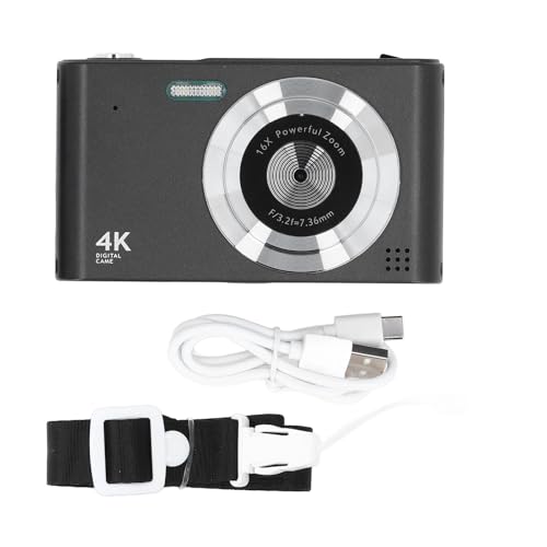NUTRIESS 4K HD�f�W�^���J����48MP�R���p�N�gCCD 16x�Y�[��LED�����d���I�[�g�t�H�[�J�X�O���[���ʐ^�B�e (Black)